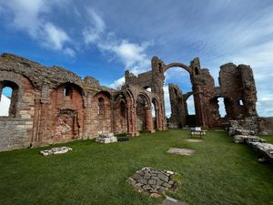 The priory with the fallen roof.