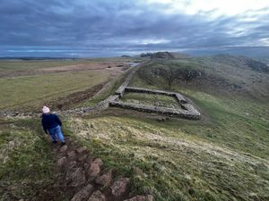 The way to the Sycamore Gap through Hadrian's wall